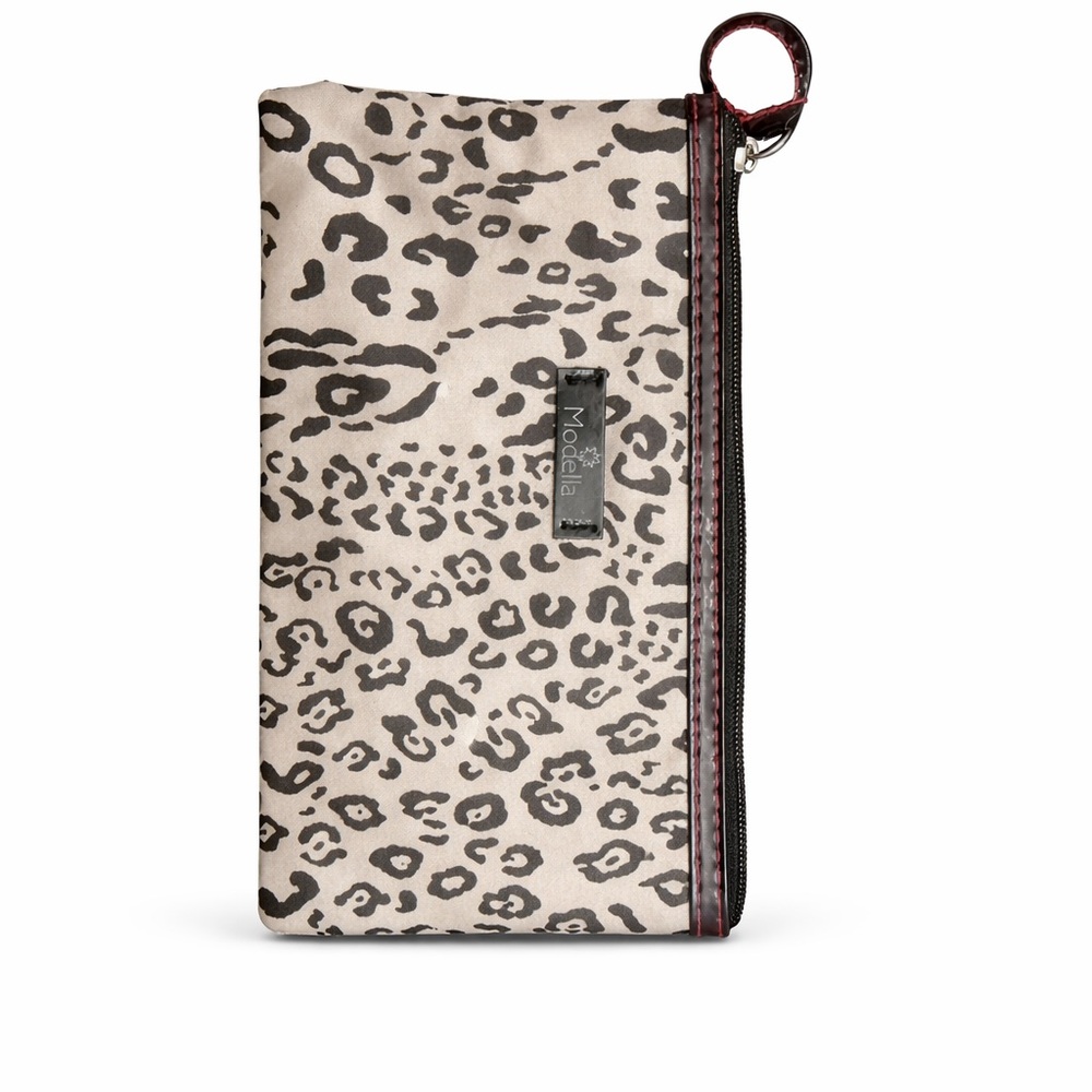 Modella Leopard Print Zip Pouch Cosmetic Bag